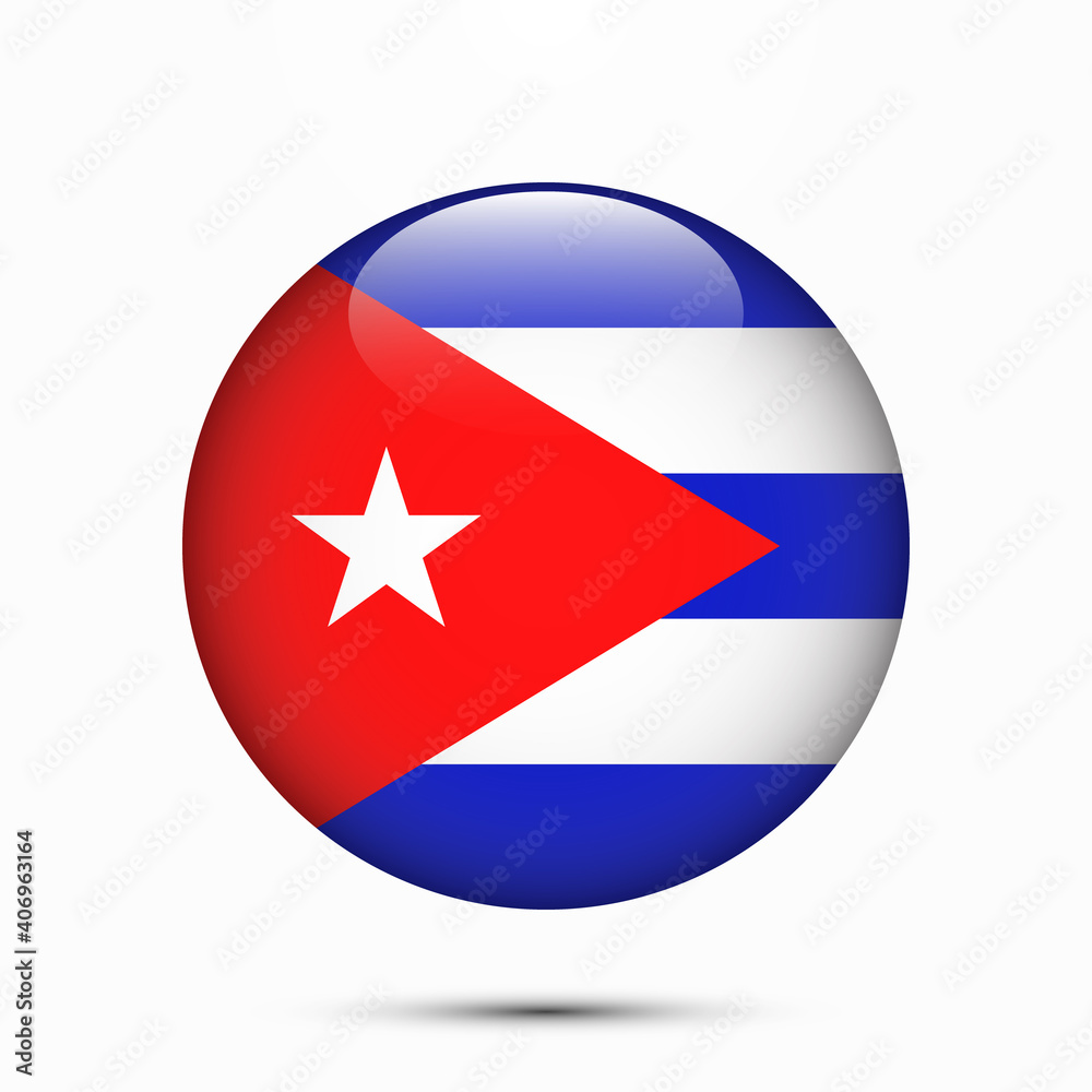 Cuba flag vector circle shape button. Clear circle isolated Cuba flag background button. Transparent glossy glass button. Vector Illustration Cuba flag vector circle shape button. Clear circle isolated Cuba flag background button. Transparent glossy glass button. Vector Illustration