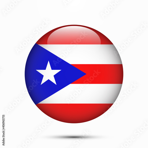 Free Download Puerto Rico flag vector circle shape button. Clear circle isolated Puerto Rico flag background button. Transparent glossy glass button. Vector Illustration - GFXLoad