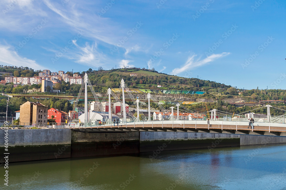 Fototapeta premium Bilbao city river side in Vizcaya province, Spain