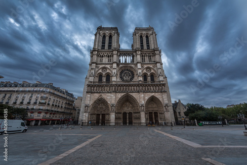 Notre Dame Paris on a cloudy morning