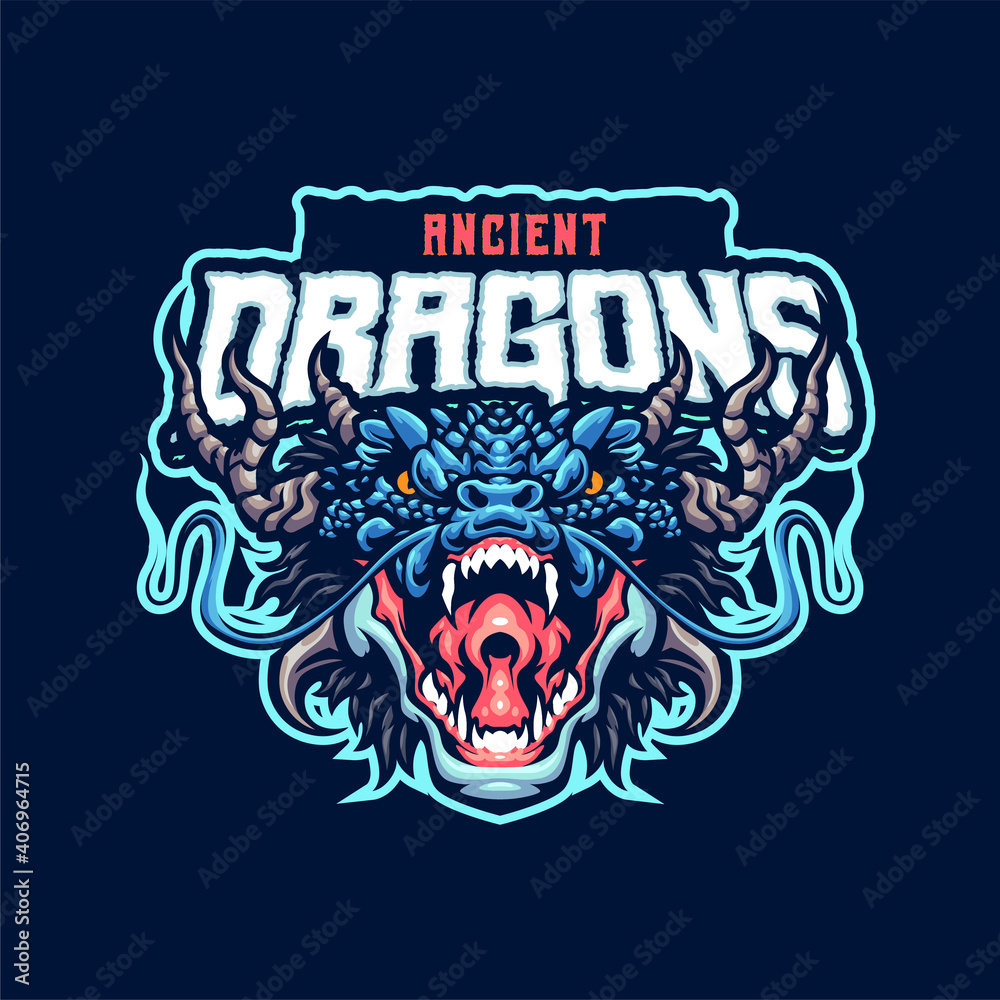 ancient dragon Mascot logo template