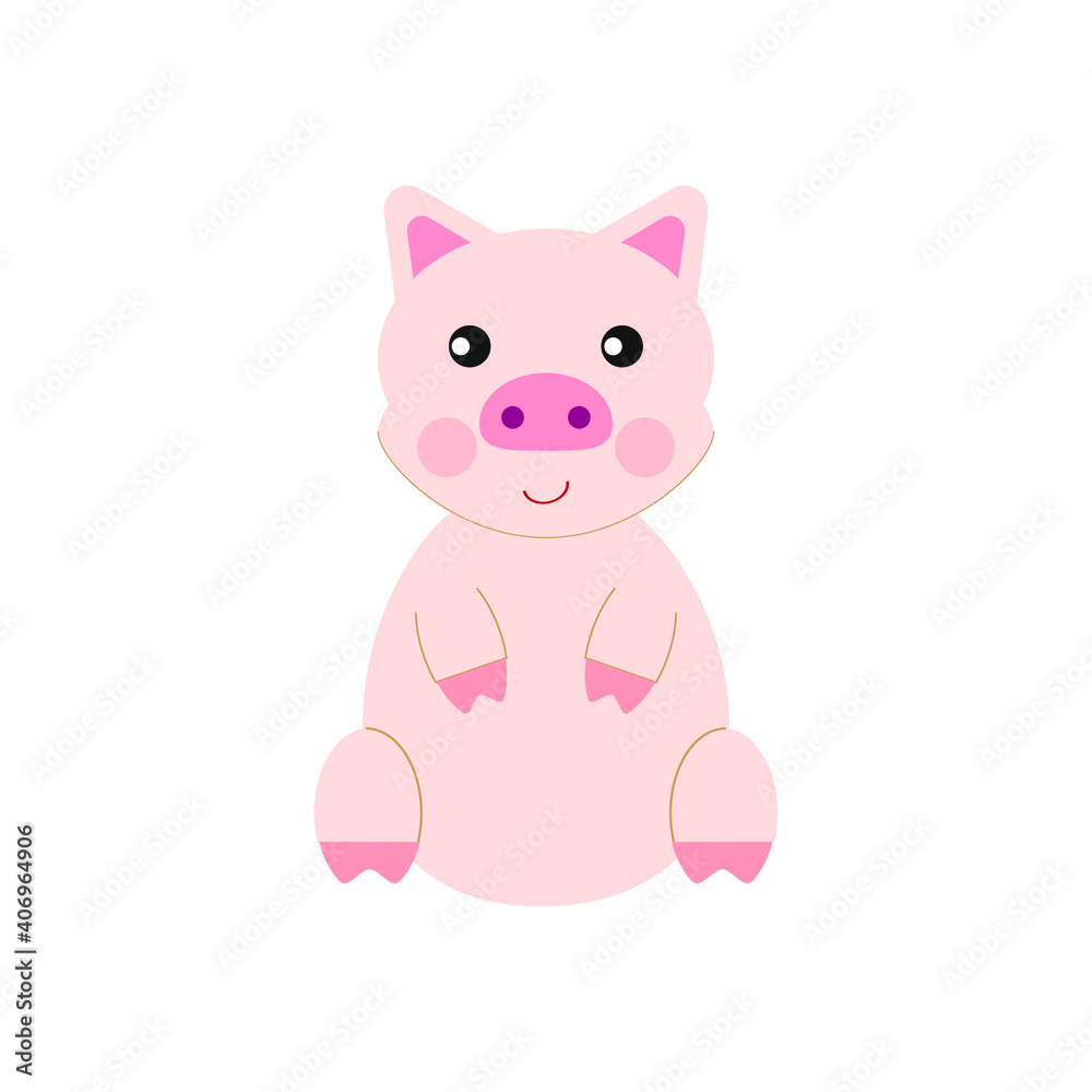children's illustration of little pig on white background children's illustration of little pig on white background