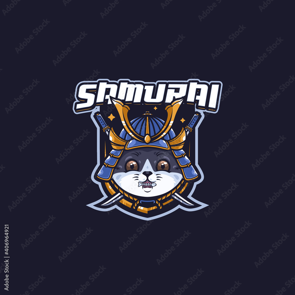 Fototapeta premium neko samurai Mascot logo template