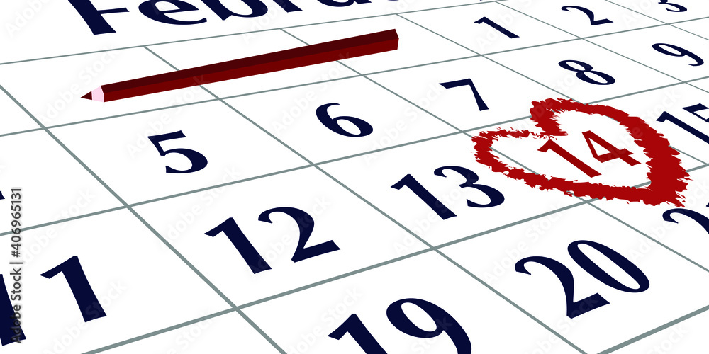 Valentine's Day design. Realistic calendar with a focus on February 14. Festive banner, web poster, flyer, stylish brochure, postcard, cover. Valentine's Day design. Realistic calendar with a focus on February 14. Festive banner, web poster, flyer, stylish brochure, postcard, cover.