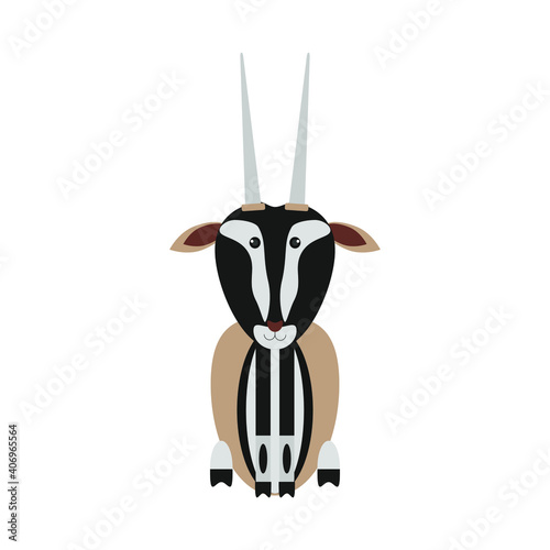 children's illustration of oryx gazelle on white background