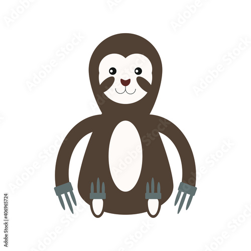 children's illustration of sloth bear on white background