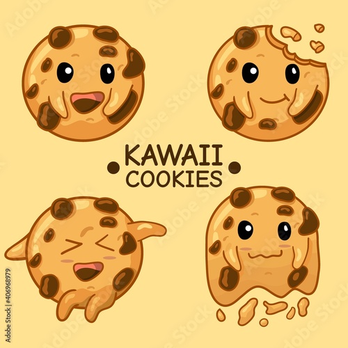 kawaii cookies character set bundle