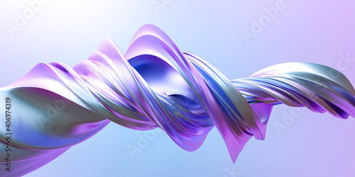colourful twisted shape with metallic surface 3d render illustration photo