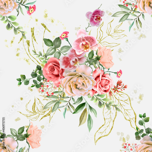 beautiful and elegant floral hand drawn seamless pattern