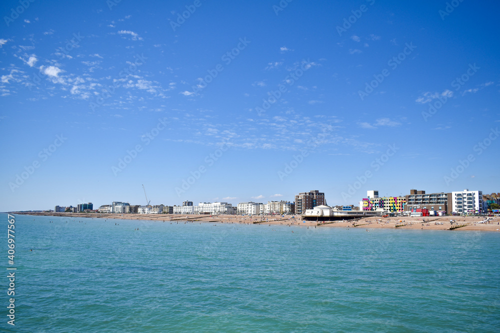 Worthing seafront and Beach, West Sussex, UK