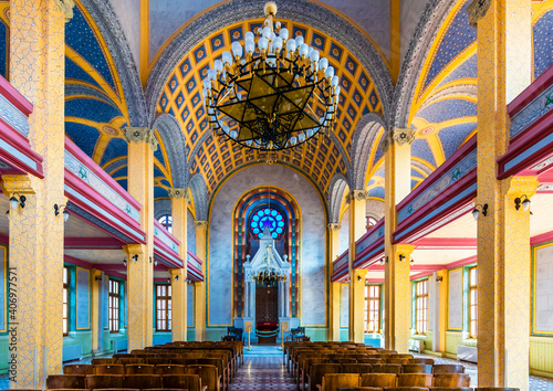 Great Synagogue interior view in Edirne City of Turkey.