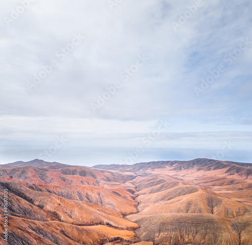 Fuerteventura Mountains and Coastline Aerial View