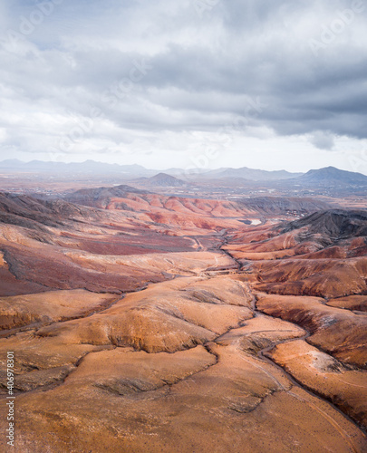 Fuerteventura Mountains and Coastline Aerial View