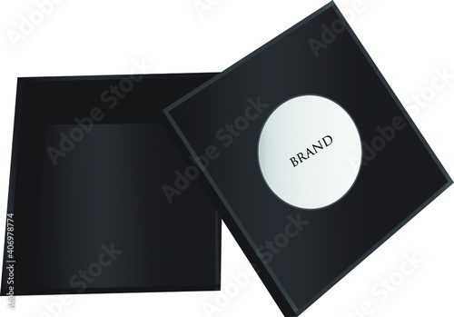 Black  jewellery, necklace gift box vector illustration with space for the brand name.