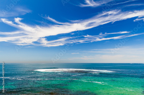Vivid Clouds Cronulla Beach, New South Wales, Sydney, Australia. Bright sunny day ocean view 