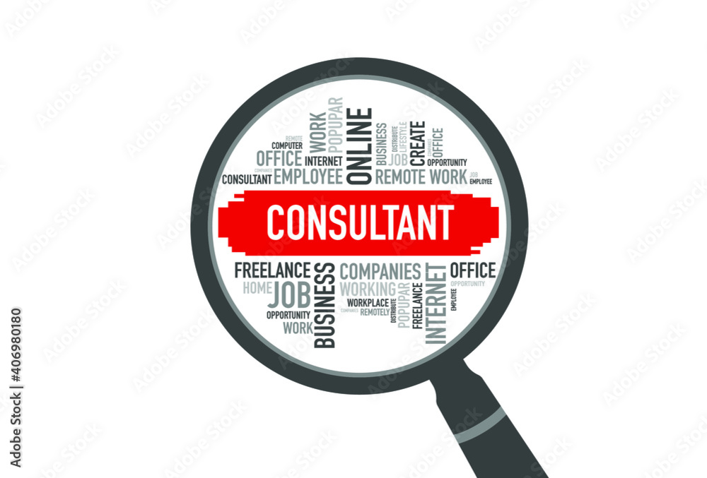 CONSULTANT word cloud with magnifying CONSULTANT word cloud with magnifying