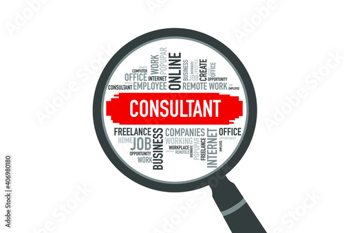 CONSULTANT word cloud with magnifying