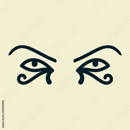Eye of the sun Ra. Horus. Vector ancient Egyptian icon. Moon eye of Thoth, protection symbol. Amulet egypt pharaoh pyramid.