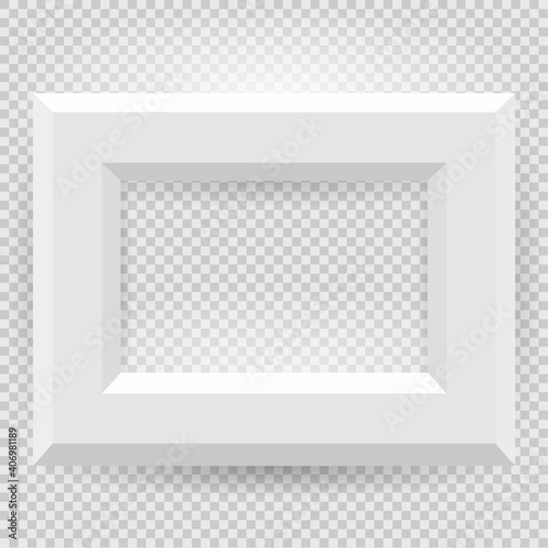 Presentation set square picture frame design with shadow on transparent background. 3D Board Banner Stand on isolated clean blank table