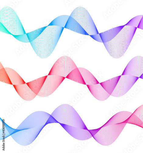 Design elements. Wave of many color lines. Abstract vertical wavy stripes on white background isolated. Creative line art