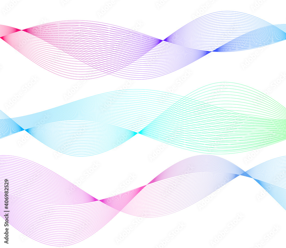 Design elements. Wave of many color lines. Abstract vertical wavy stripes on white background isolated. Creative line art