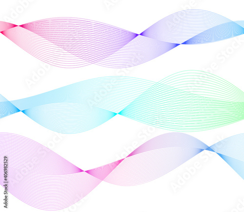 Design elements. Wave of many color lines. Abstract vertical wavy stripes on white background isolated. Creative line art