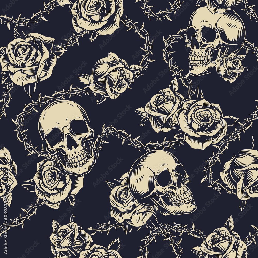 Vintage tattoos seamless pattern