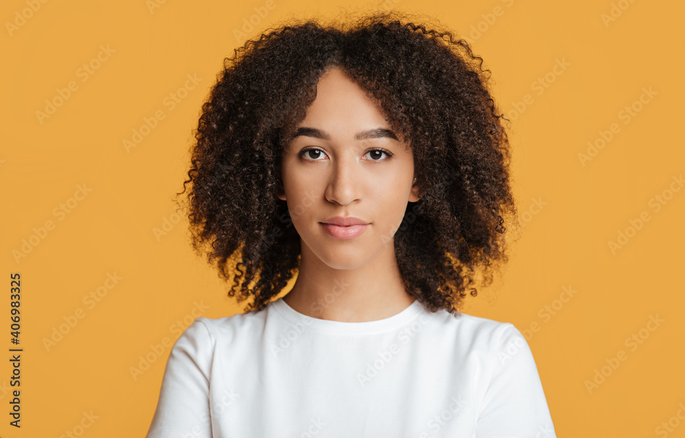 Human emotions and stern look of person