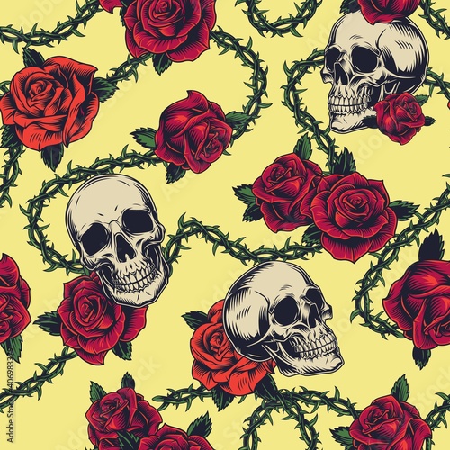 Vintage tattoos seamless pattern