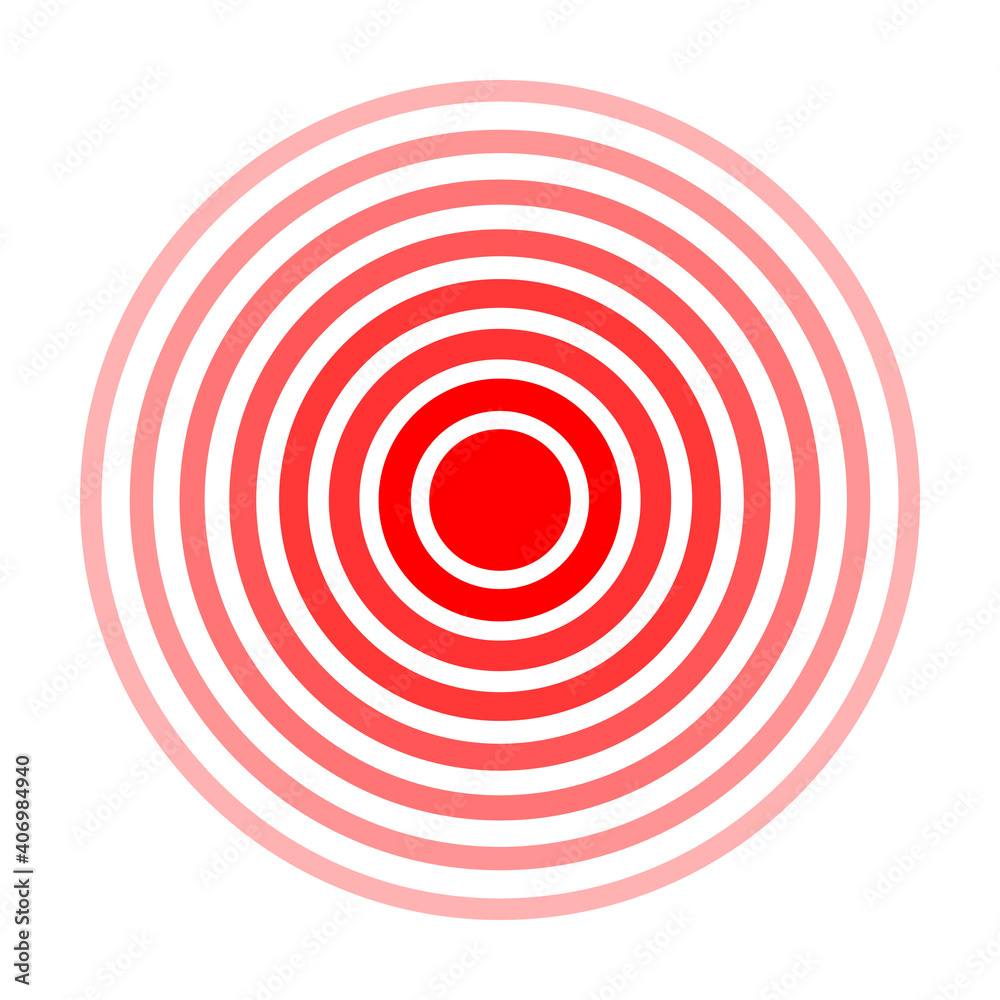 Design element many streak. Isolated bold vector red ring from thin to thick. Pain circle. Symbol throbbing pain Design element many streak. Isolated bold vector red ring from thin to thick. Pain circle. Symbol throbbing pain