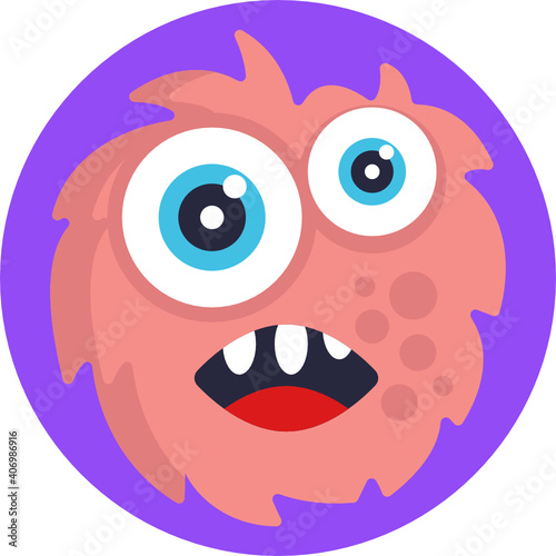 Funny colorful face of monster Icon. character for site  video  animation  website  infographic  messages  comics  newsletters.