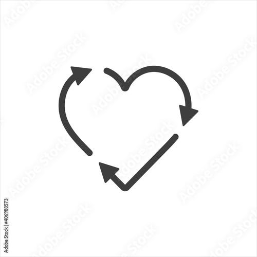 vector illustration symbol heart shaped reload icon on white isolate