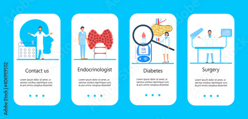 Endocrinologists diagnose and treat human thyroid gland. Specialists make blood test on hormones.Thyroid-stimulating hormone test concept vector for medical apps. Hypothyroidism vector.