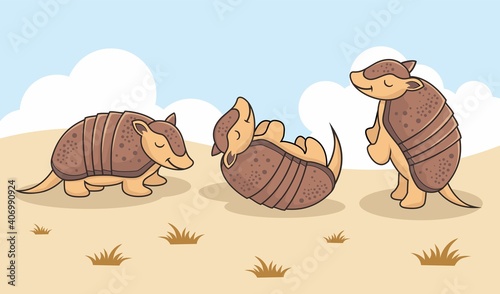 Armadillo Cartoon Wildlife Nature Character