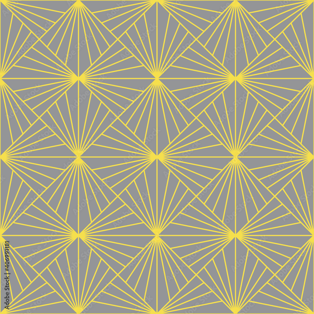Illuminating yellow and ultimate gray geometric squares seamless pattern. Abstract diamond vector pattern. Simple vector illustration. Geometric background for fabric, wallpaper, scrapbooking, textile