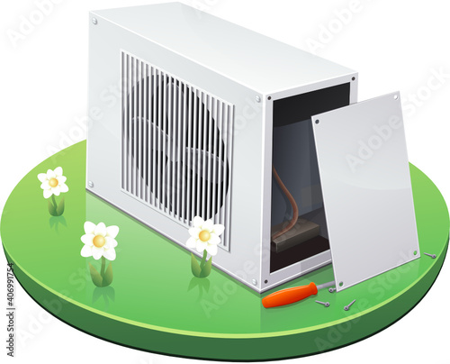 Heat pump in maintenance (cutout)