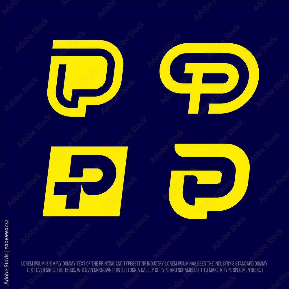 Modern professional monogram set P in red theme Modern professional monogram set P in red theme