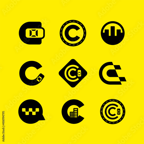 Modern professional icon set C for taxi industry