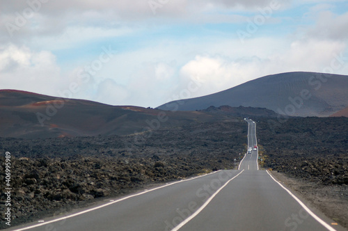 Road on Timanfaya National Park Lanzarote