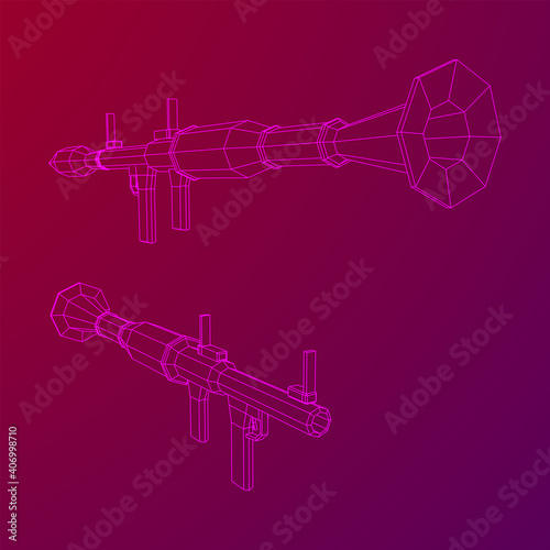 Anti-tank rocket propelled grenade launcher - RPG 7. Wireframe low poly mesh vector illustration.