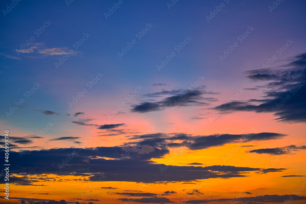 Twilight skyline sunrise in morning dramatic cloud pattern background