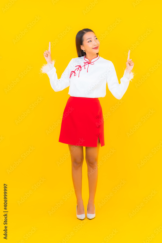 Portrait beautiful young asian woman smile in action Portrait beautiful young asian woman smile in action
