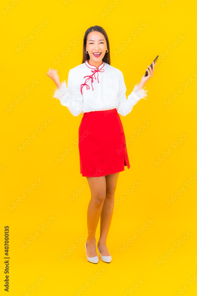 Portrait beautiful young asian woman with smart mobile phone Portrait beautiful young asian woman with smart mobile phone