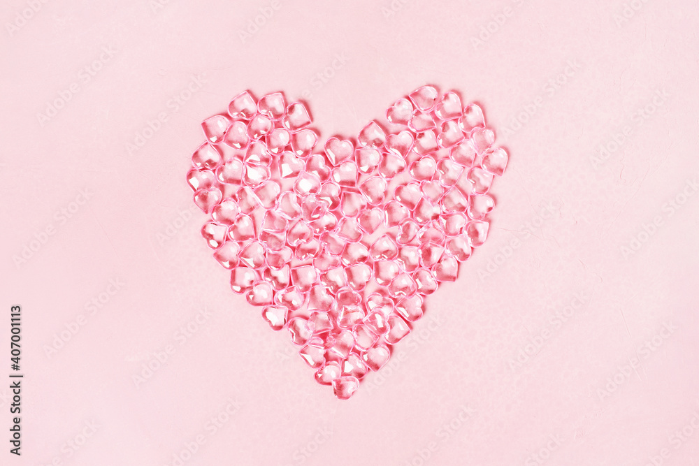 Festive pink card for Valentines day or Mothers day with hearts