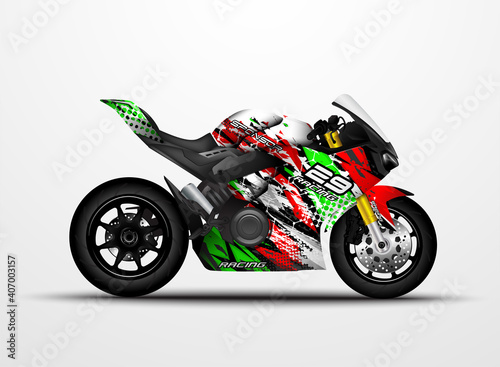 Motorcycle Sportbikes wrap decal and vinyl sticker design.