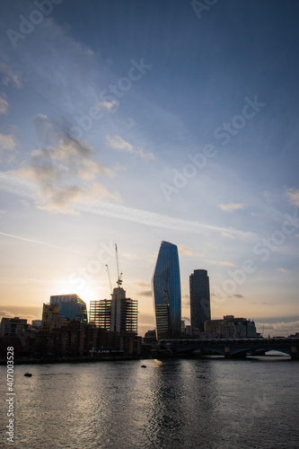 city skyline at sunset