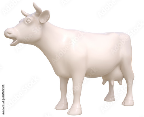 Creamy milky cow on white background