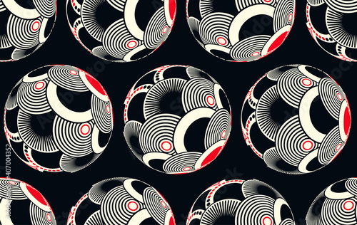 japanese style balls seamless ivory black
