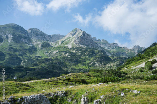 panoramic view of mountain range: Gruppo della Carega, Italy photo