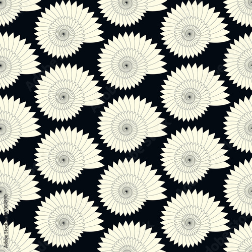 art deco style shell seamless ivory black